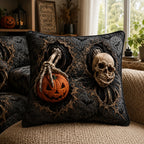 Ghostly Bones Quilted Cushion Cover printed cushion cover