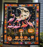 Ghostly Flamingos Quilted Blanket printed blanket