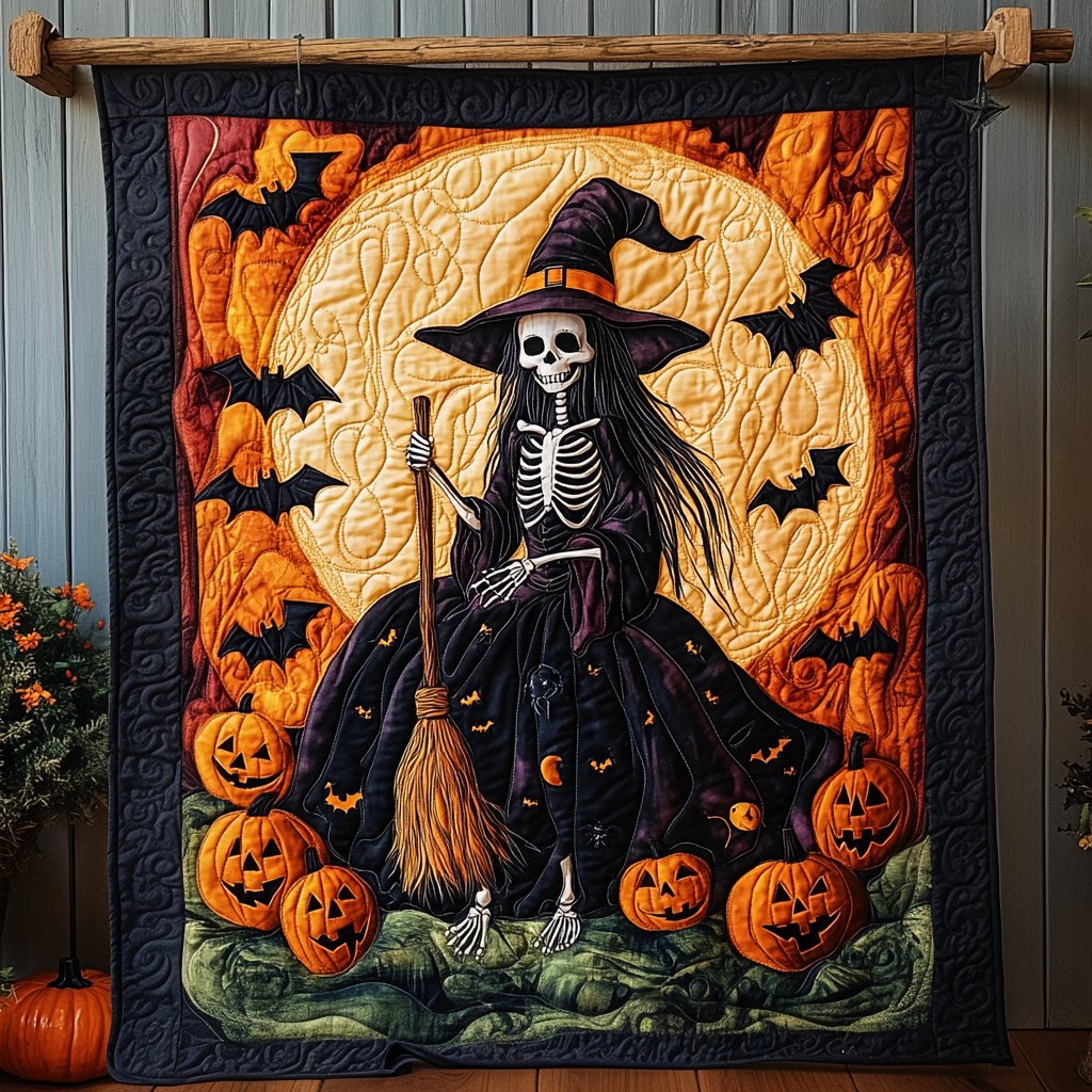 Ghostly Gathering Quilted Blanket printed blanket