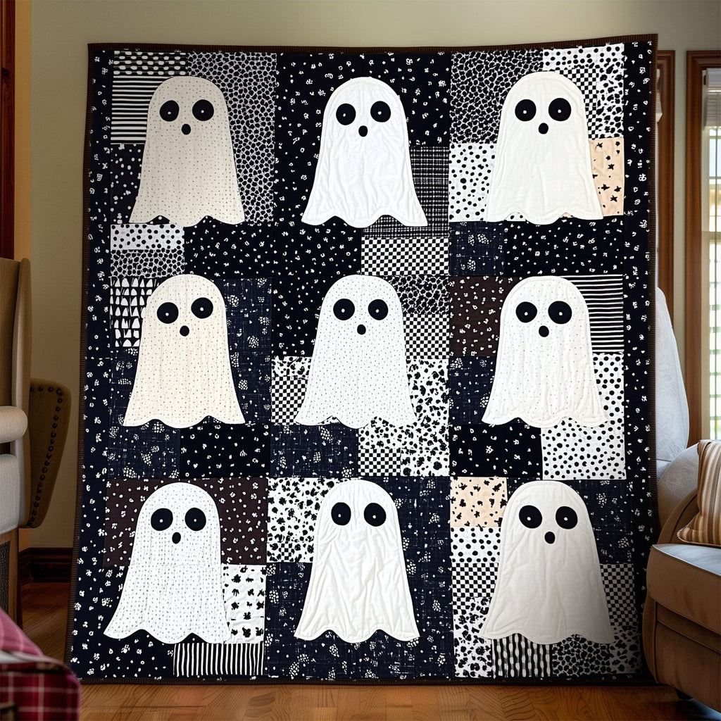 Ghostly Gathering Quilted Blanket printed blanket