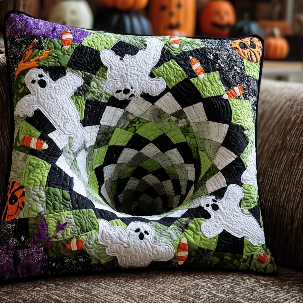 Ghostly Vortex Quilted Cushion Cover printed cushion cover