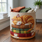 Ginger Cat on Books printed laundry hamper