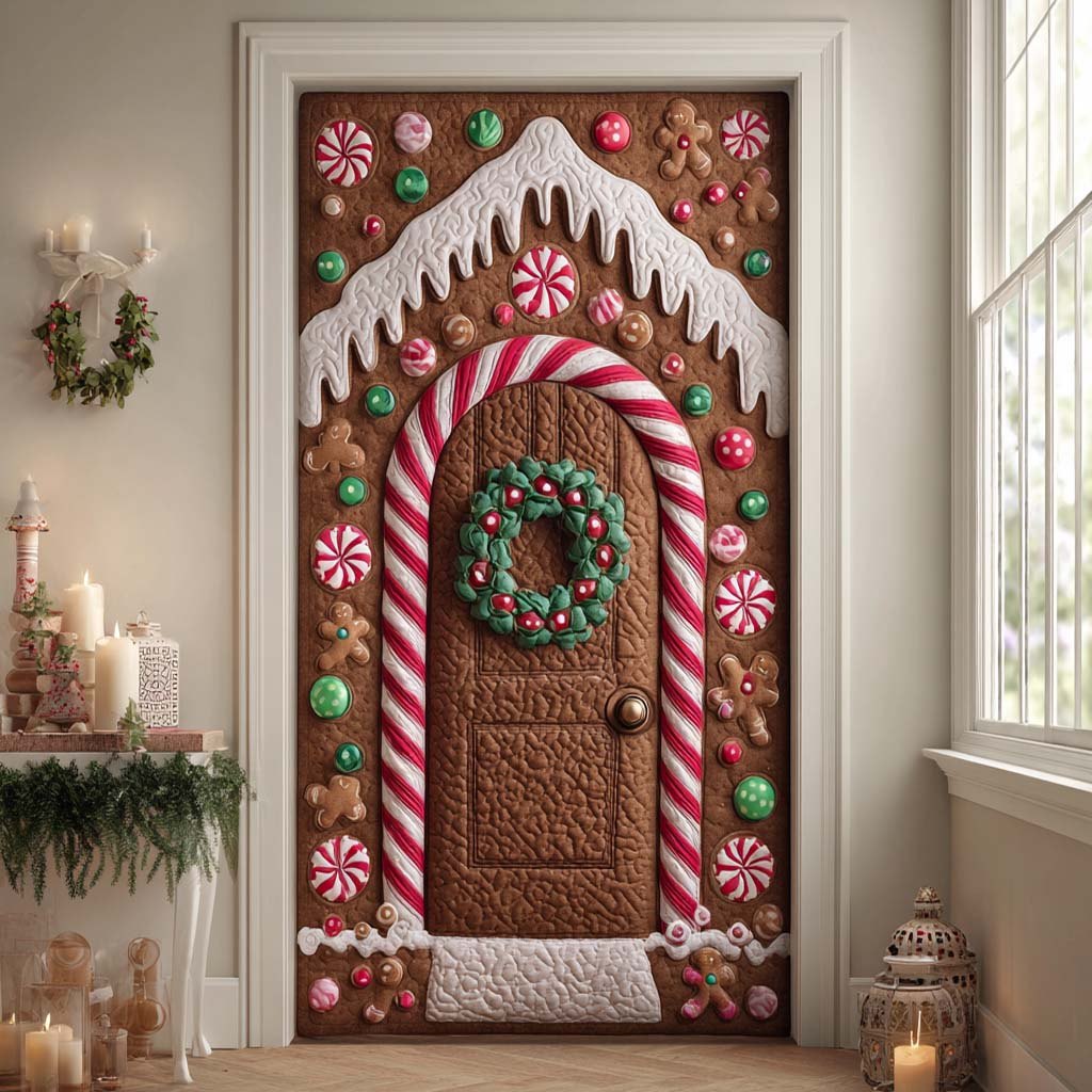 Ginger Wreath Cottage Quilted Door Curtain printed door curtain