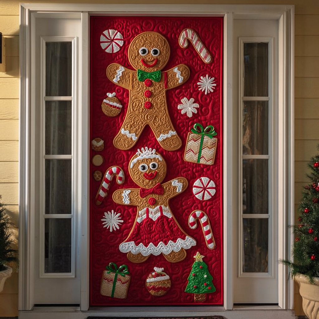 Gingerbread Echo Quilted Door Curtain printed door curtain