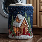 Gingerbread House Quilted Laundry Hamper printed laundry hamper