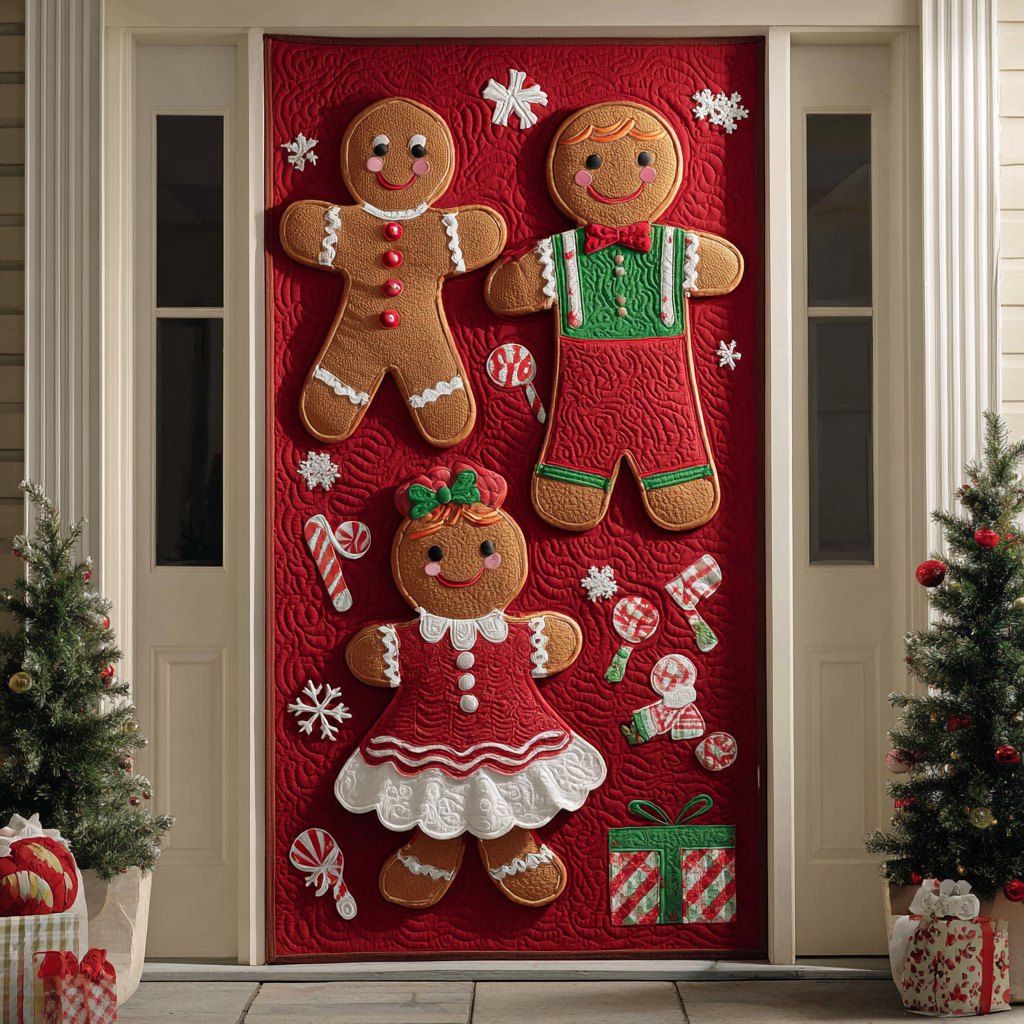Gingerbread Memory Quilted Door Curtain printed door curtain