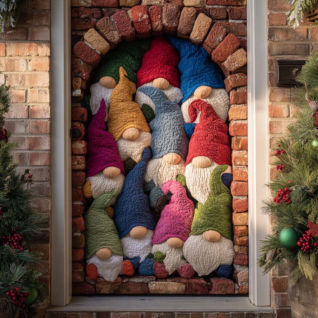 Gnome Gathering Tunnel Quilted Door Curtain printed door curtain