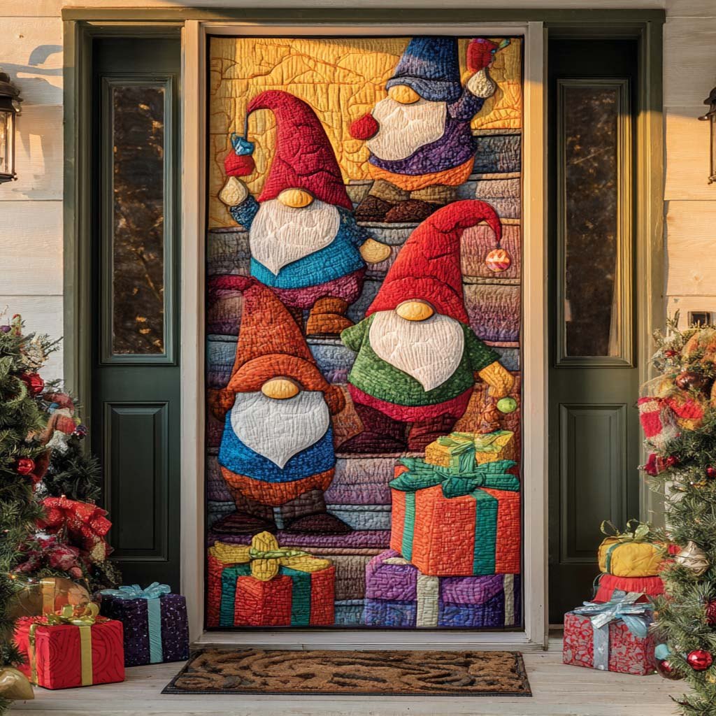 Gnome Gift Surprise Quilted Door Curtain printed door curtain
