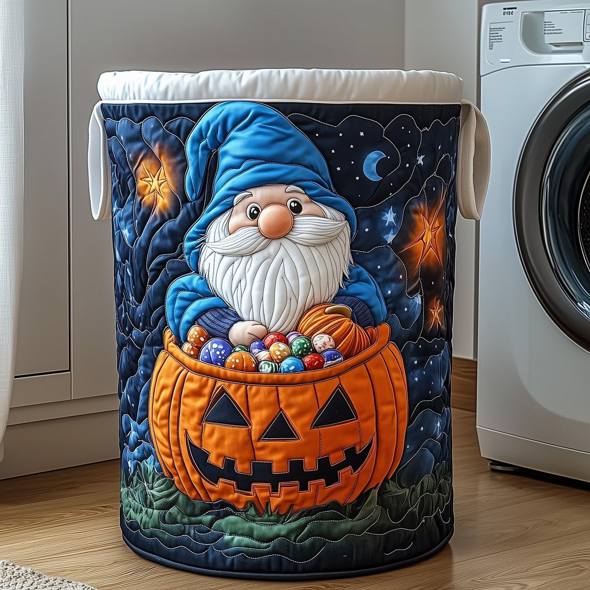 Gnome Quilted Laundry Hamper printed laundry hamper