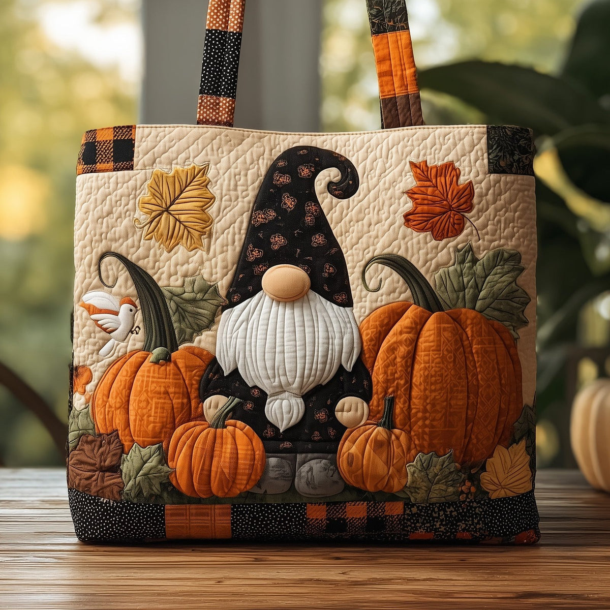Gnome Quilted Tote Bag printed tote bag