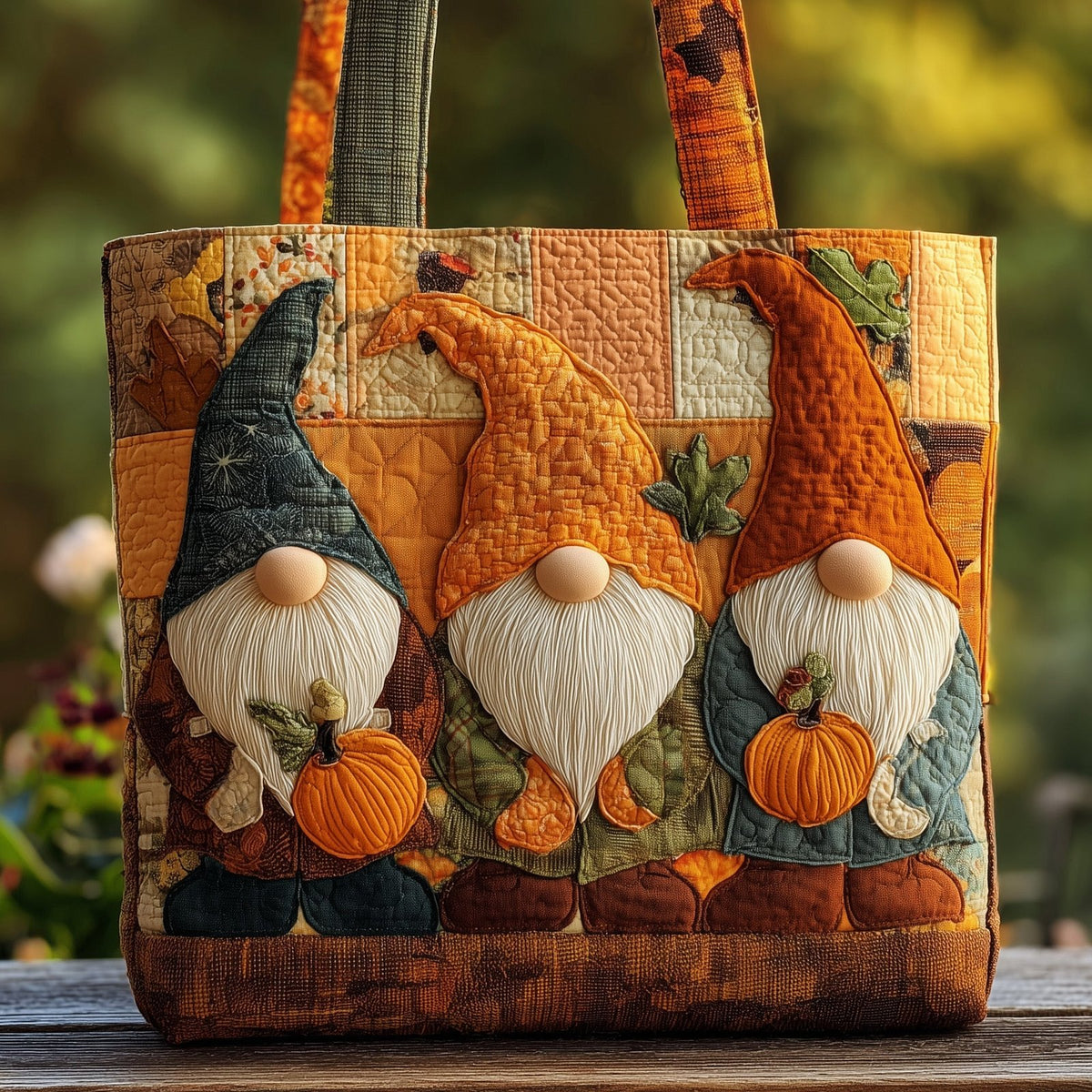 Gnome Quilted Tote Bag printed tote bag