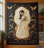 Gold Skull Quilted Blanket printed blanket