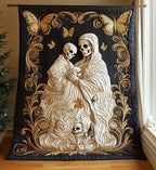Gold Skull Quilted Blanket printed blanket
