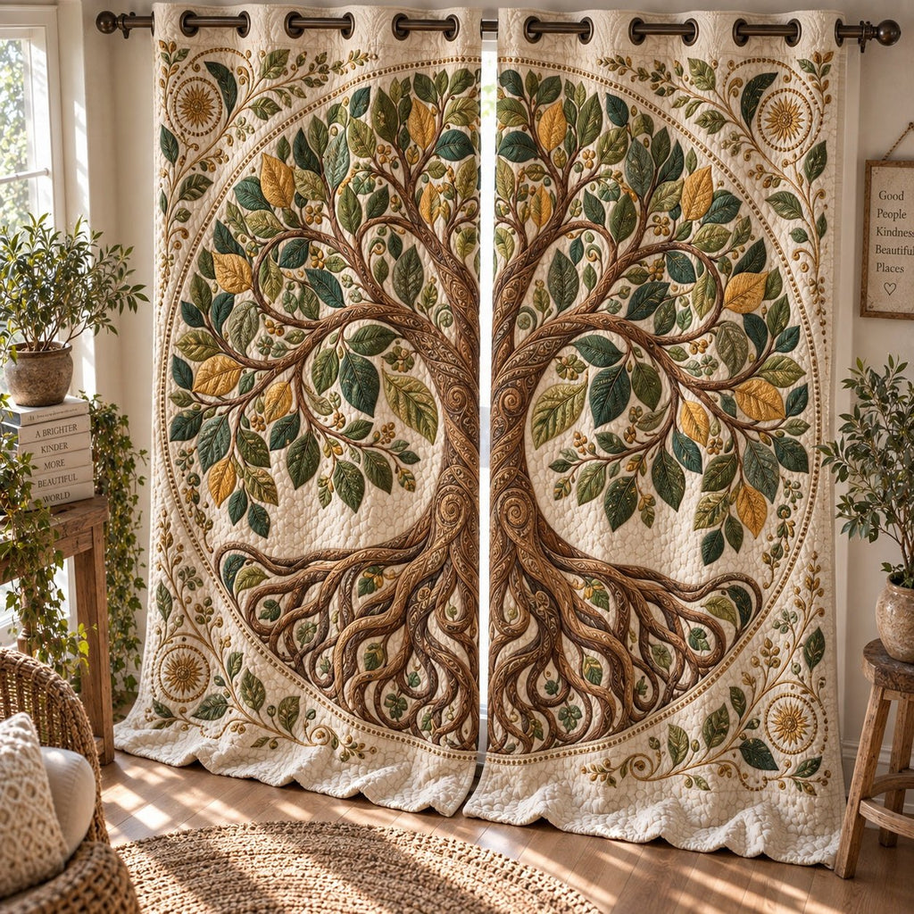 Golden Berry Grove Quilted Curtains printed door curtain