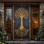 Golden Branches Quilted Door Curtain printed door curtain