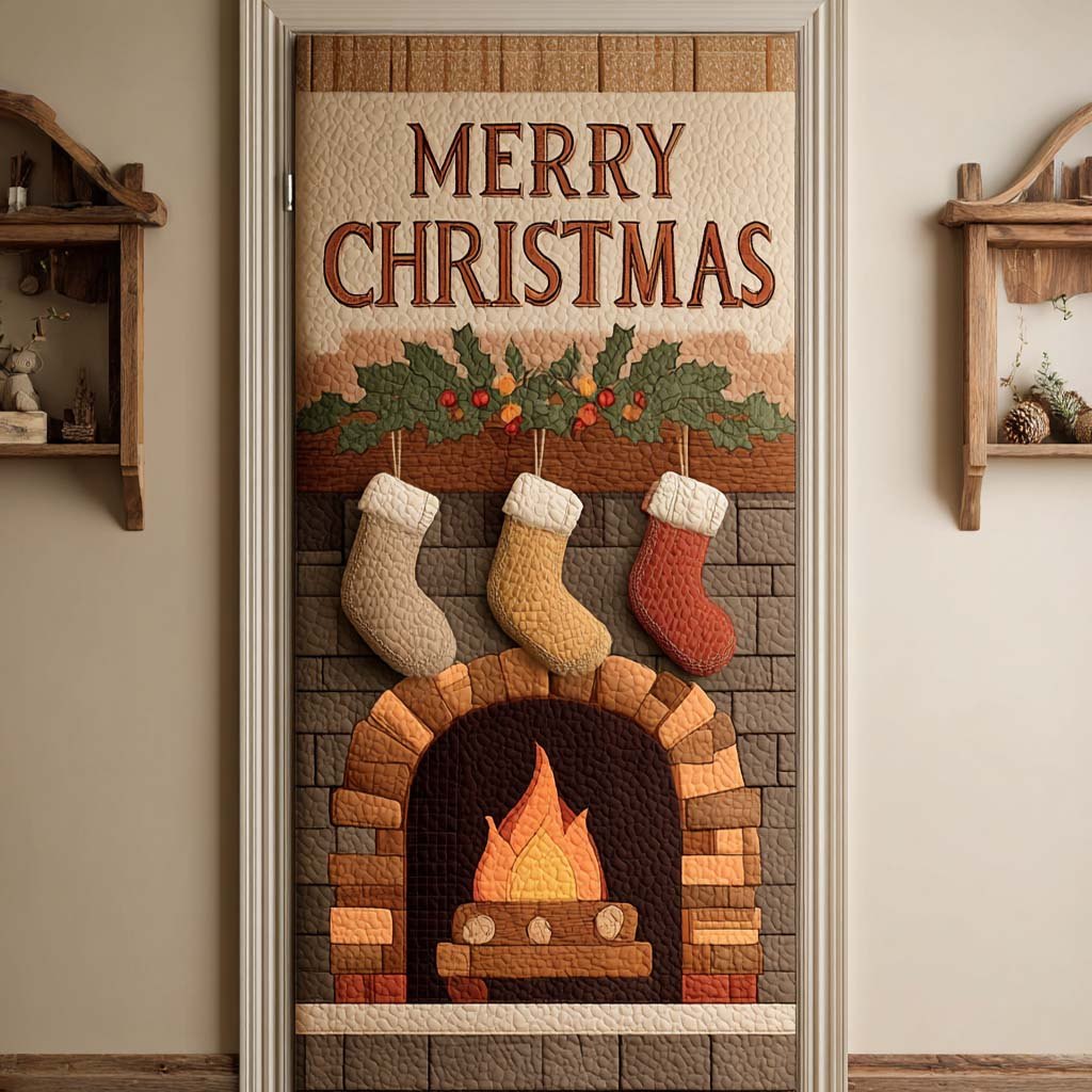 Golden Glow Hearth Quilted Door Curtain printed door curtain