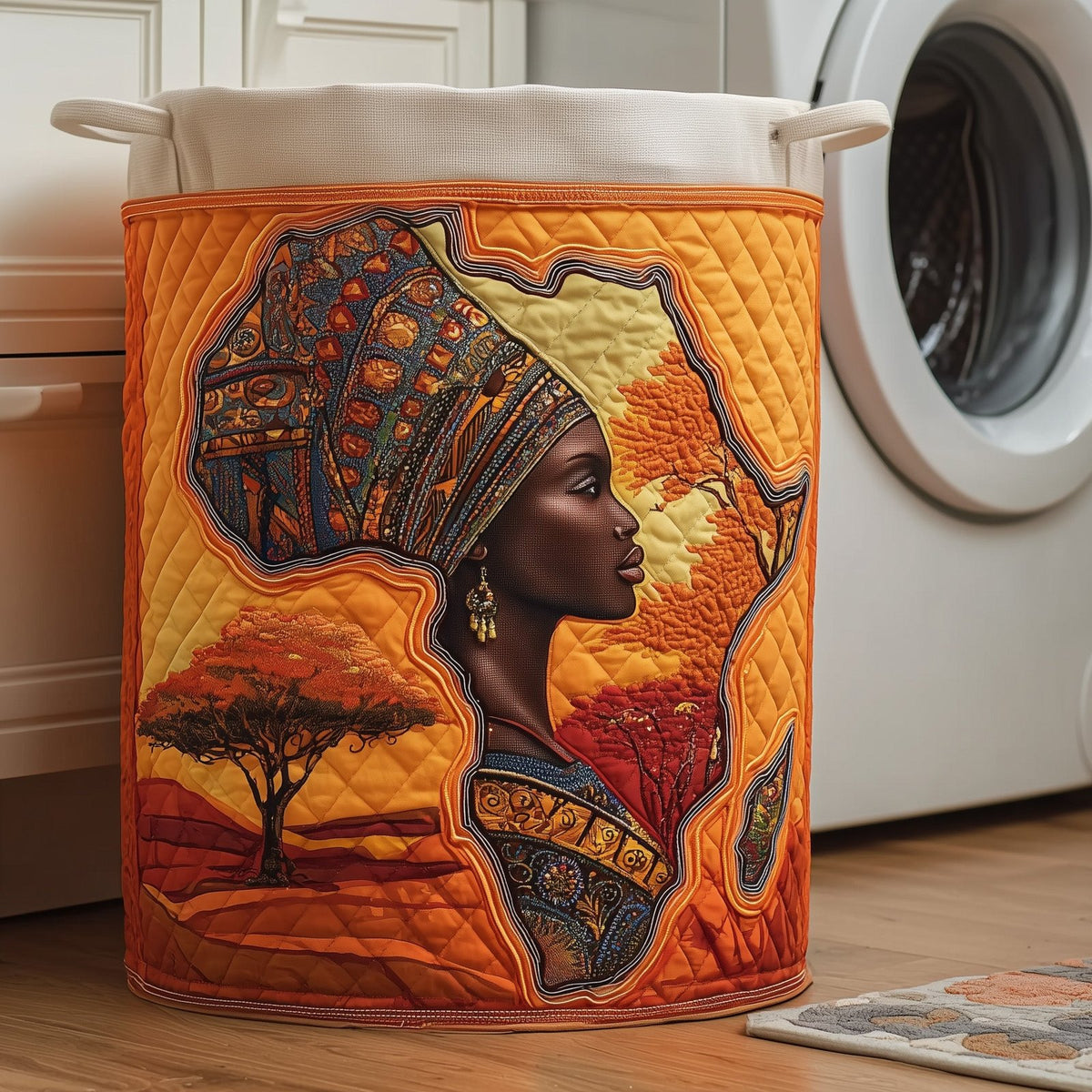 Golden Glow Quilted Laundry Hamper printed laundry hamper