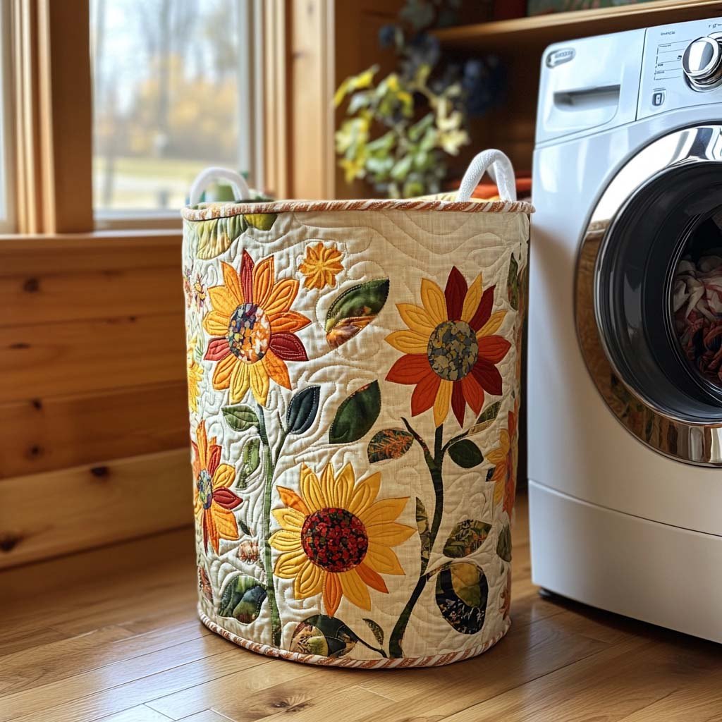 Golden Hour Quilted Laundry Hamper printed laundry hamper