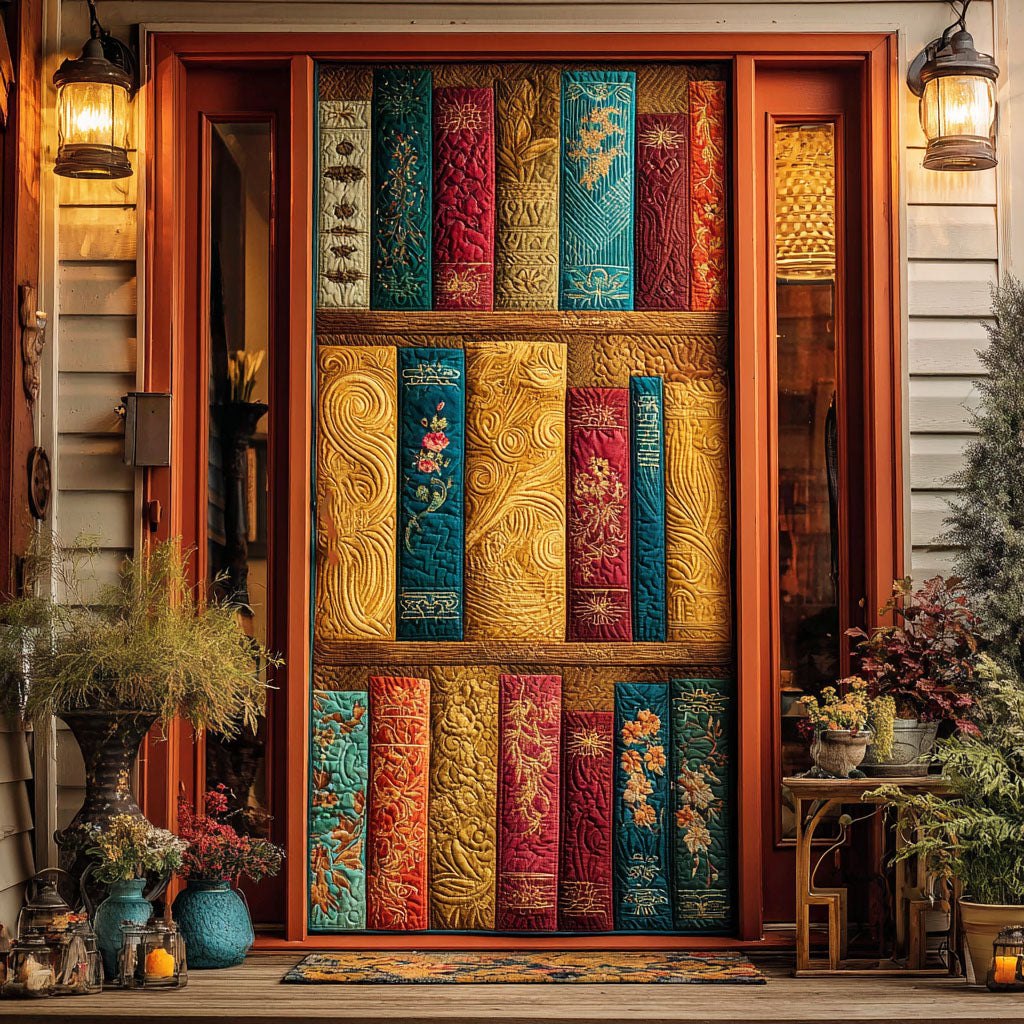 Golden Library Quilted Door Curtain printed door curtain