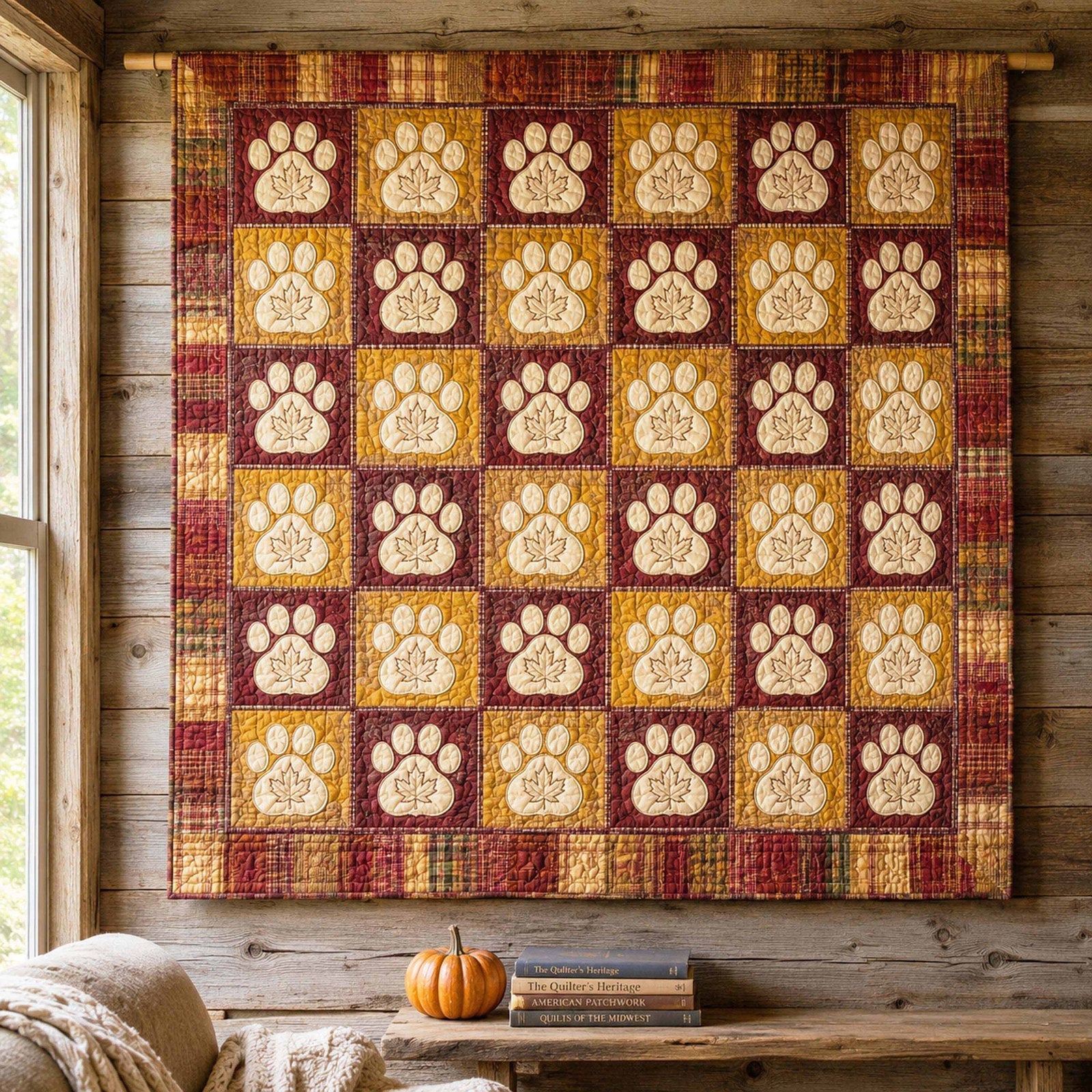 Golden Paws Quilted Blanket printed quilt blanket