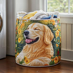 Golden Retriever Bloom Quilted Laundry Hamper printed laundry hamper