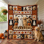 Golden Retriever Halloween Quilted Blanket printed blanket