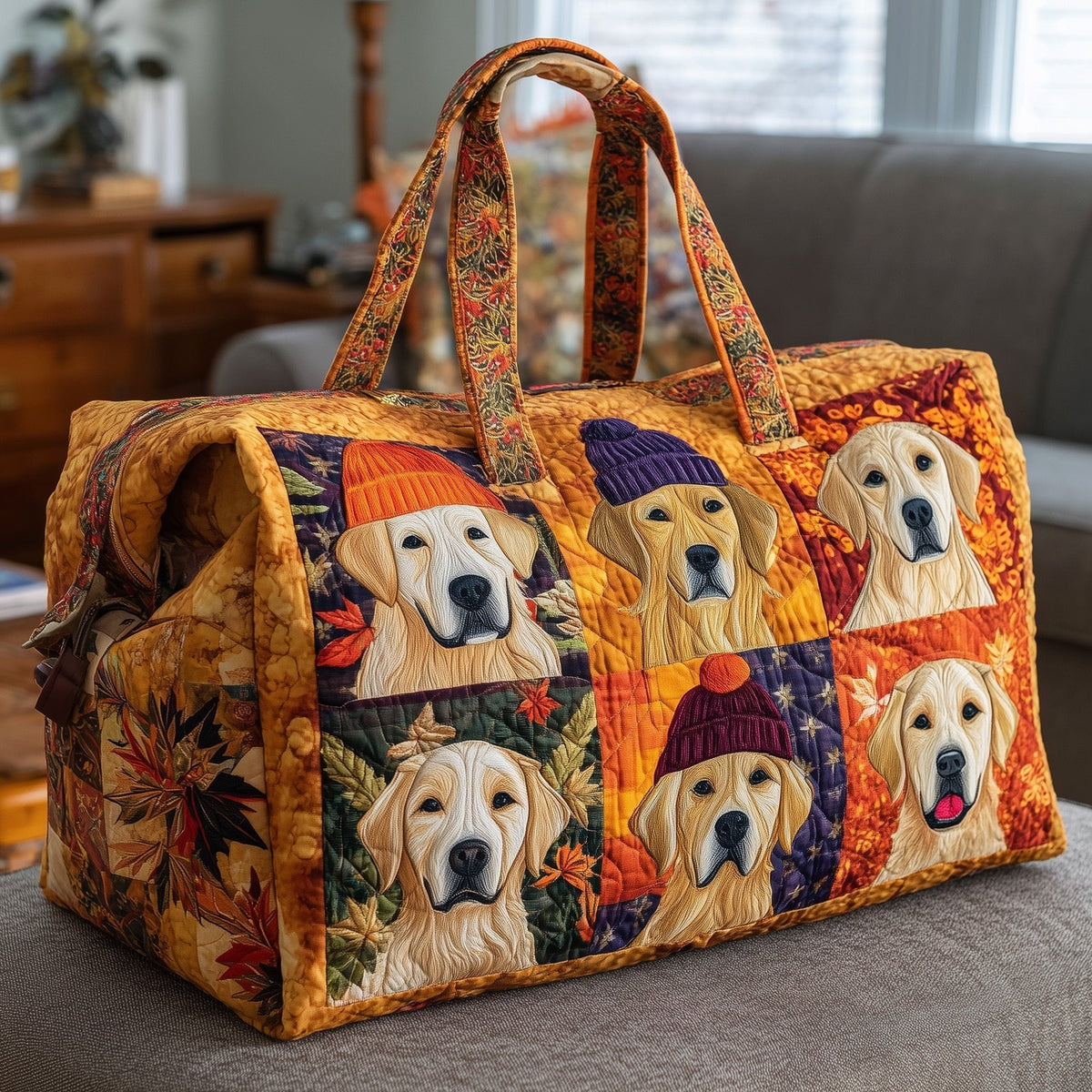 Golden Retriever Quilted Duffle Bag printed duffle bag