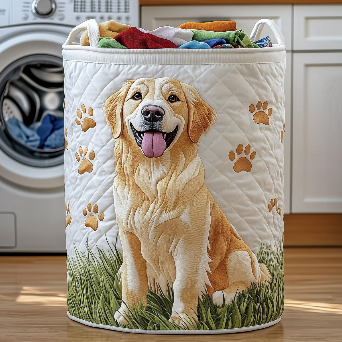 Golden Retriever Quilted Laundry Hamper printed laundry hamper