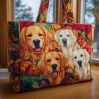 Golden Retriever Quilted Tote Bag printed tote bag