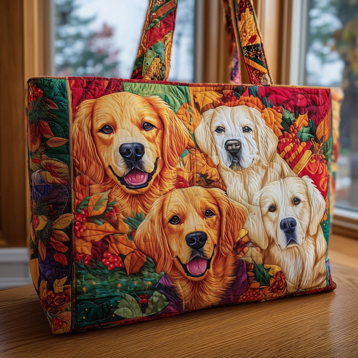 Golden Retriever Quilted Tote Bag printed tote bag