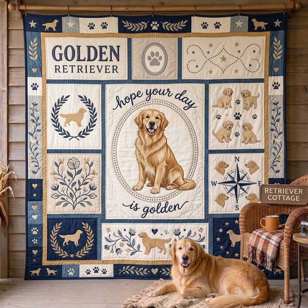 Golden Retrievers Quilted Blanket printed blanket