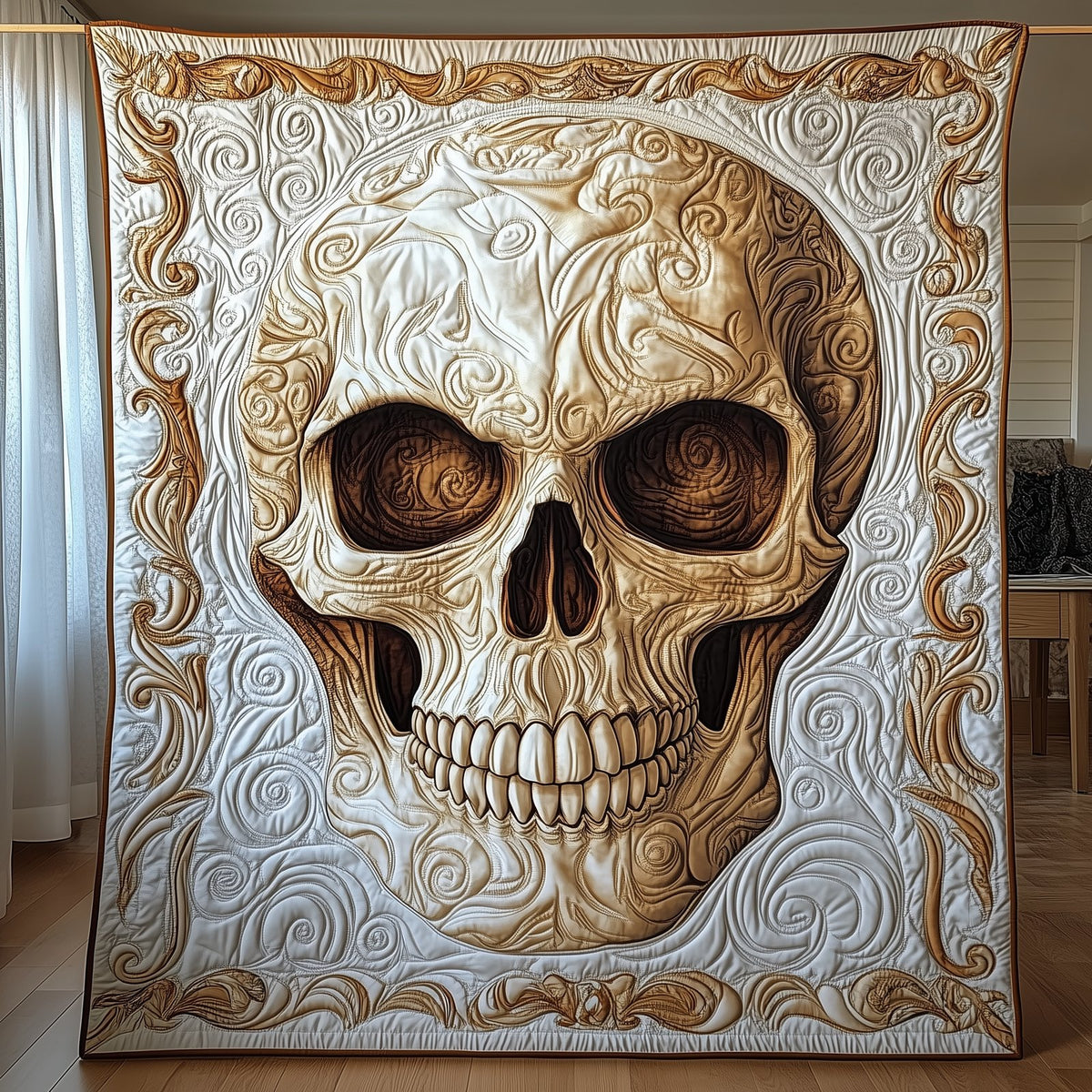 Golden Solo Skull Quilted Blanket printed blanket