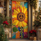 Golden Sunflower Glow Quilted Door Curtain printed door curtain