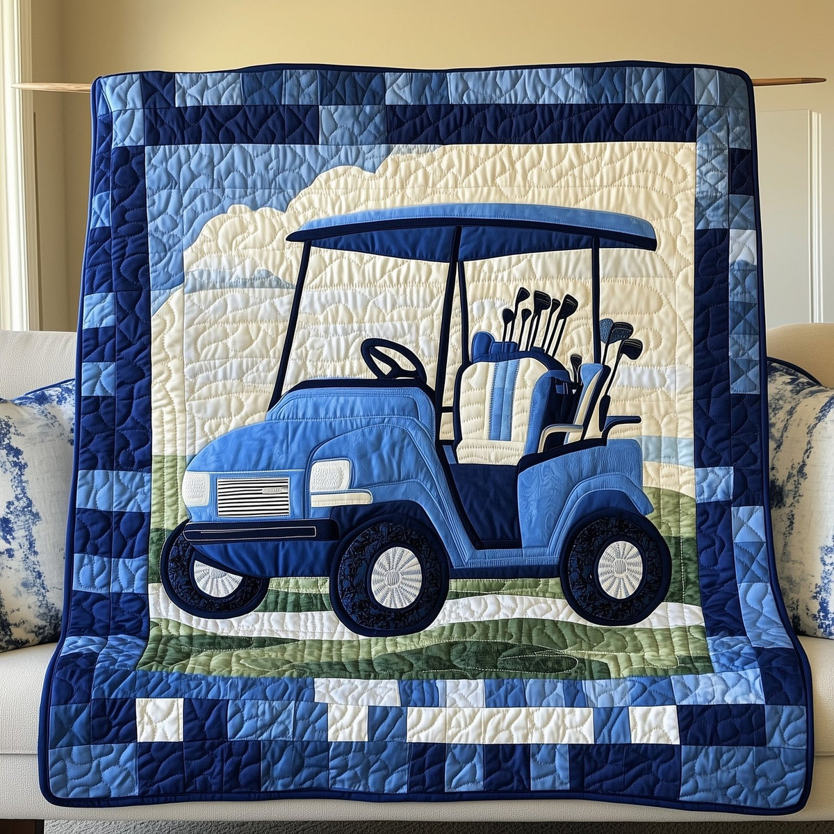 Golf Cart Quilted Blanket printed blanket