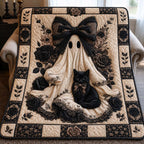 Gothic Bow Ghost Quilted Blanket printed blanket