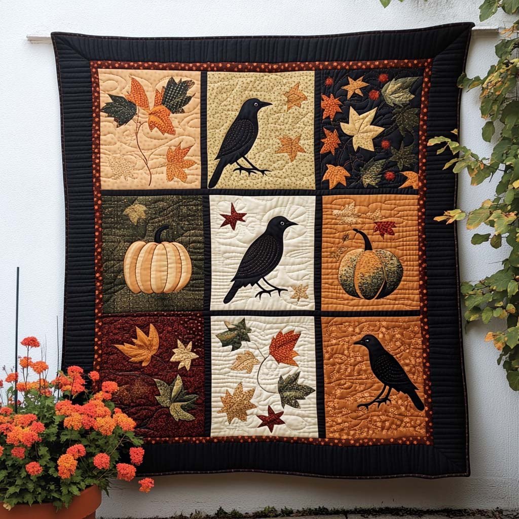 Gothic Raven Quilted Blanket printed blanket