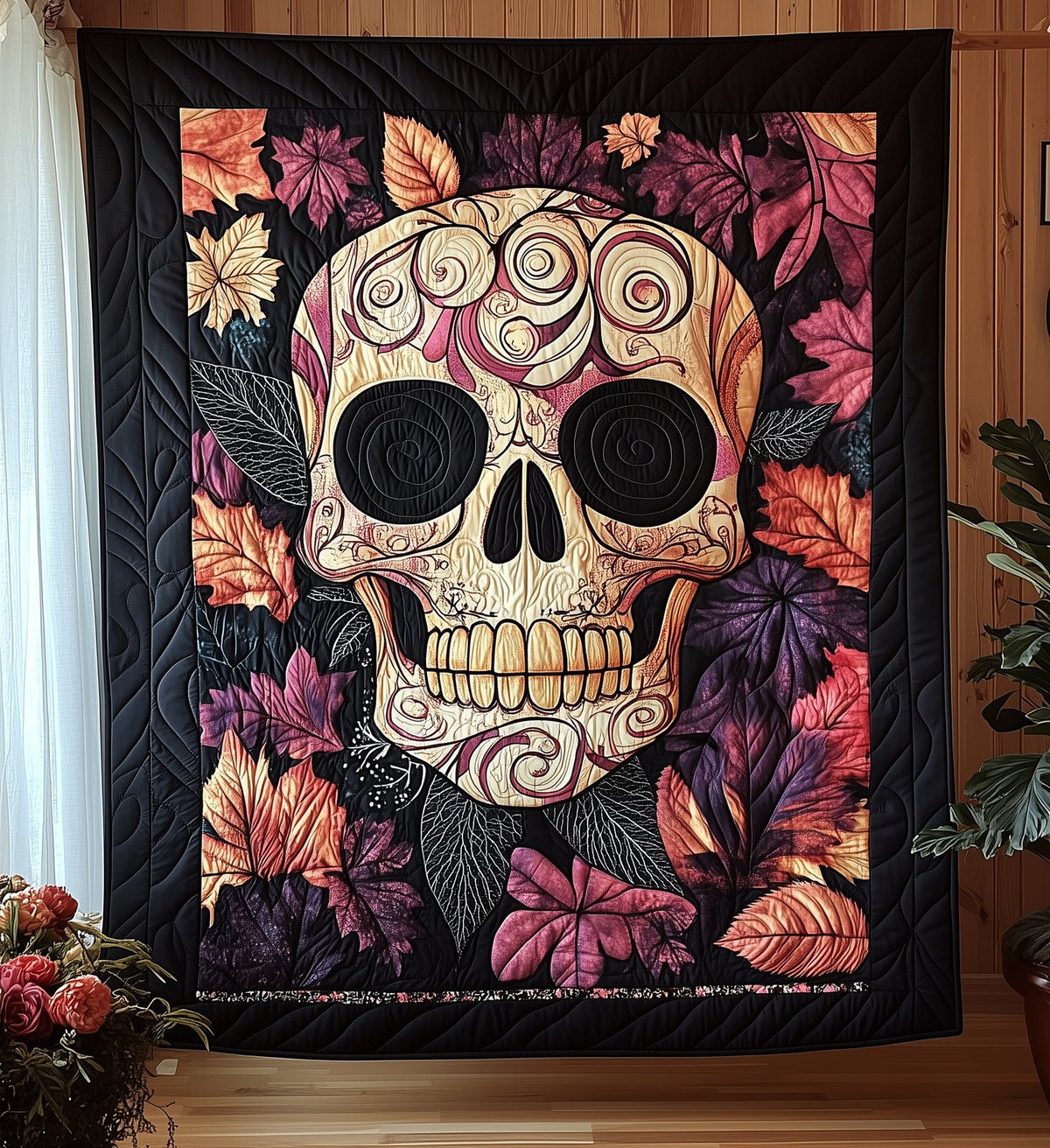 Gothic Skull Quilted Blanket printed blanket