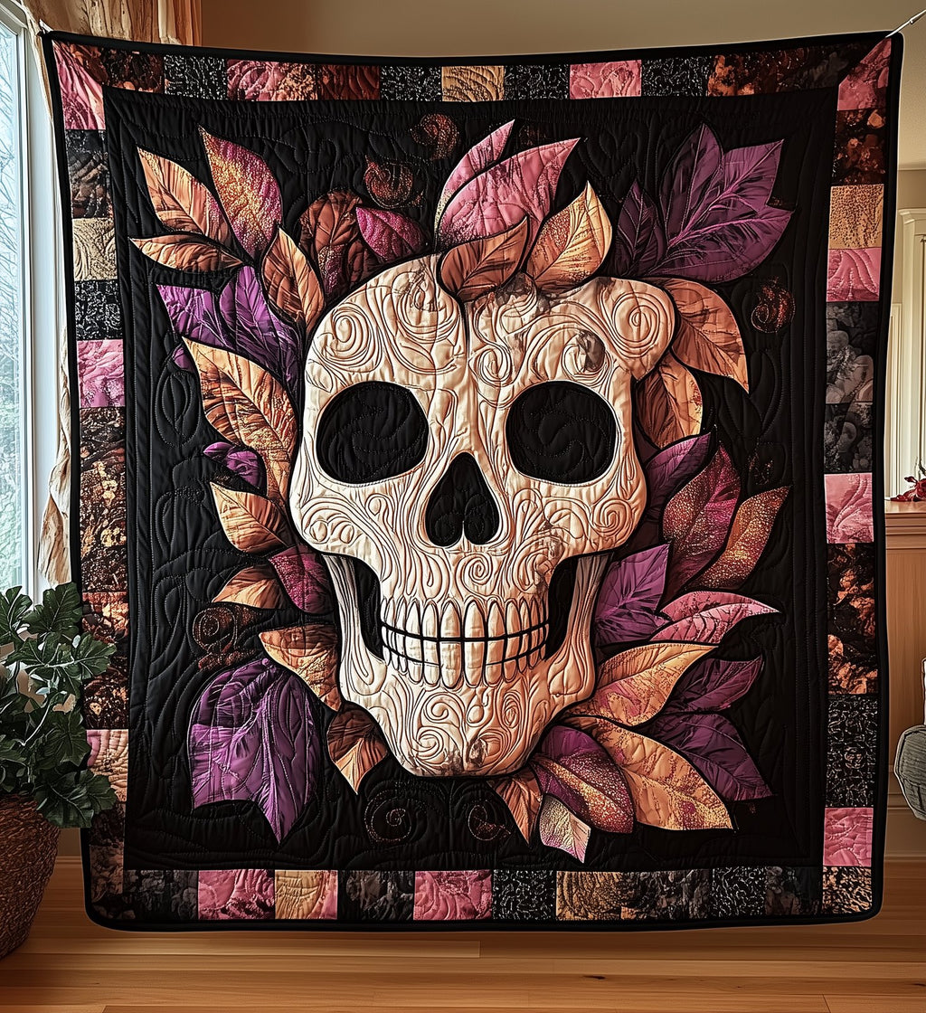Gothic Skull Quilted Blanket printed blanket