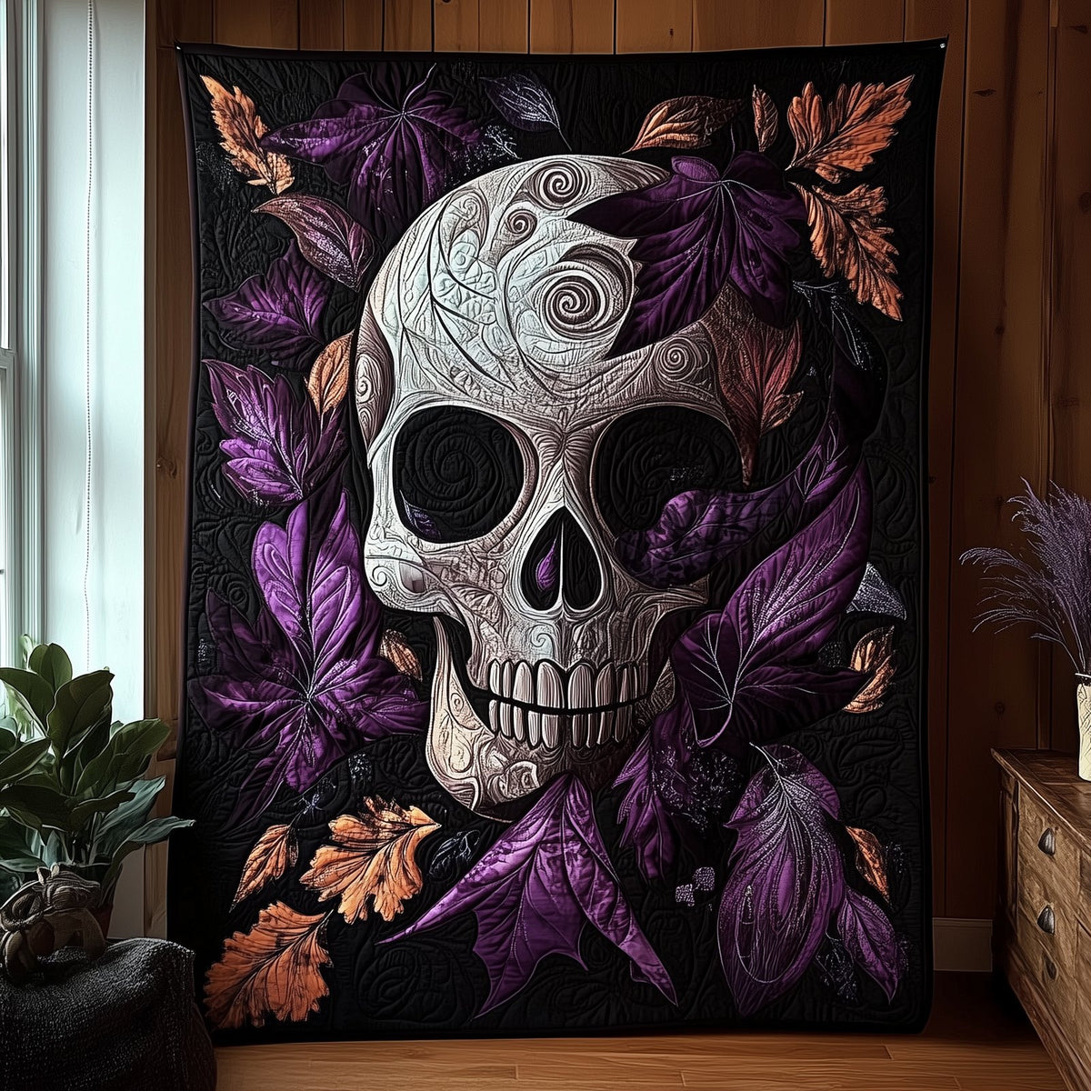 Gothic Skull Quilted Blanket printed blanket
