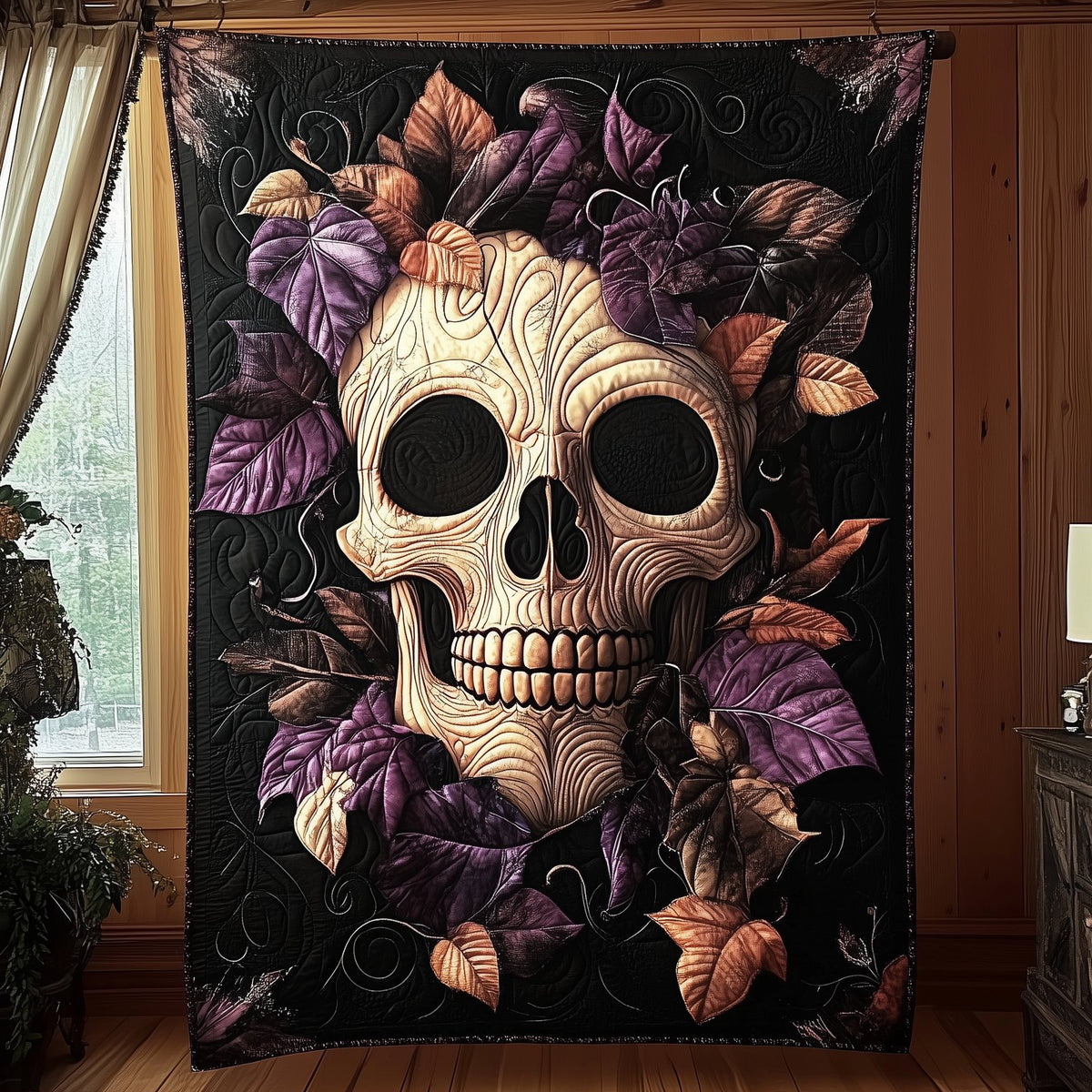 Gothic Skull Quilted Blanket printed blanket