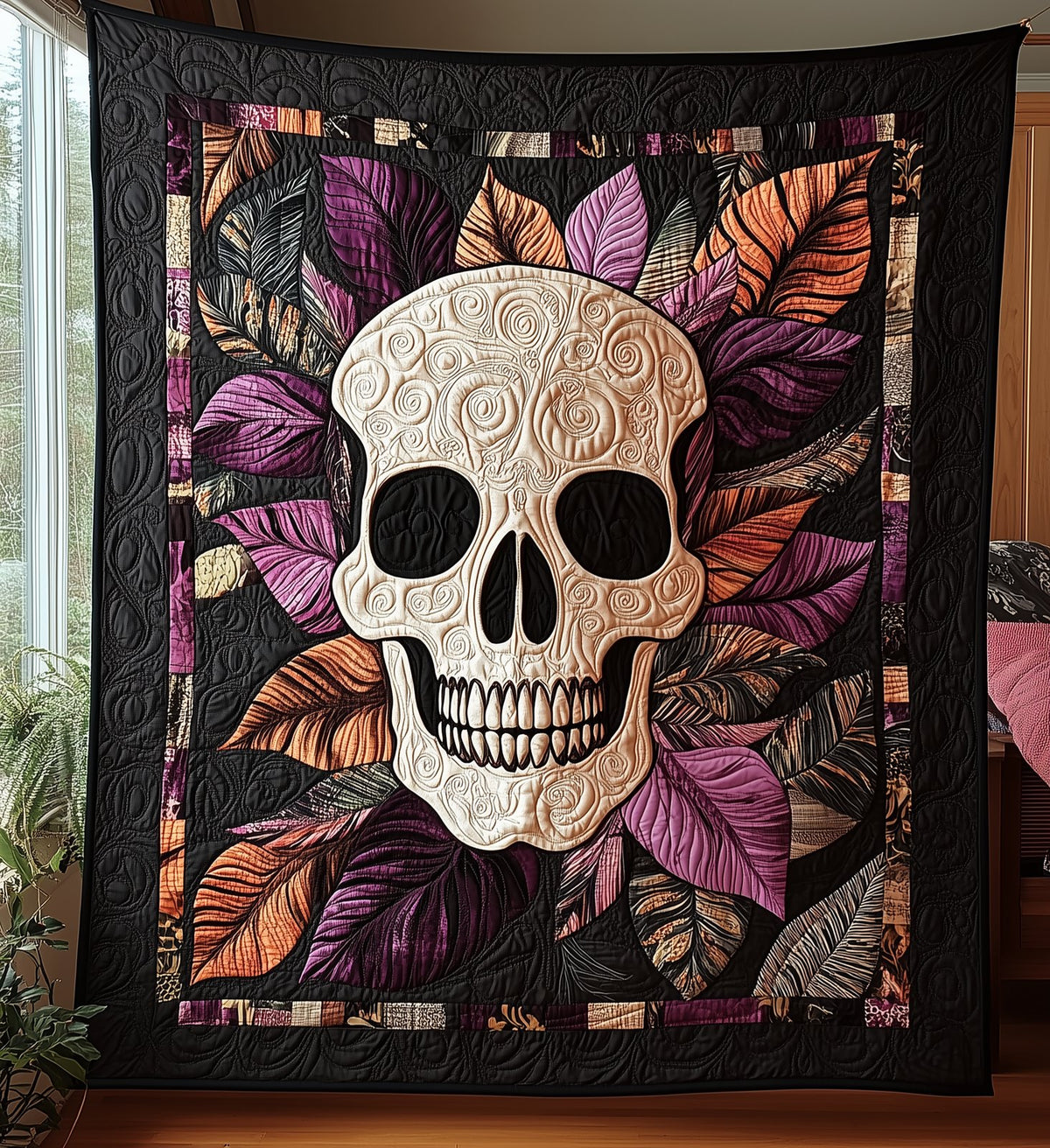 Gothic Skull Quilted Blanket printed blanket