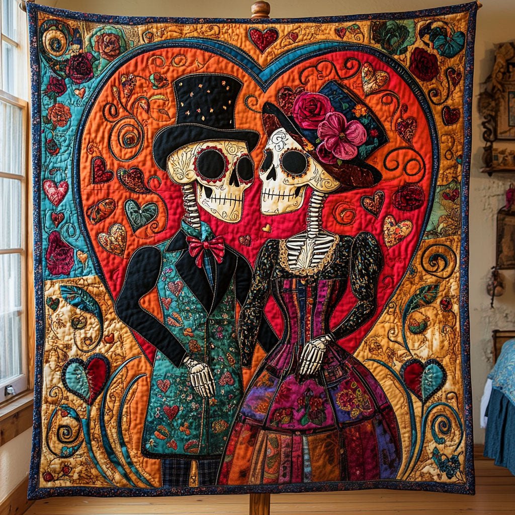 Graveyard Romance Quilted Blanket printed blanket