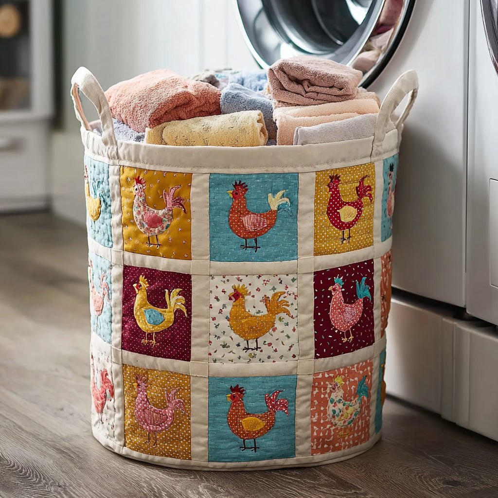 Grid Chicken Quilted Laundry Hamper printed laundry hamper