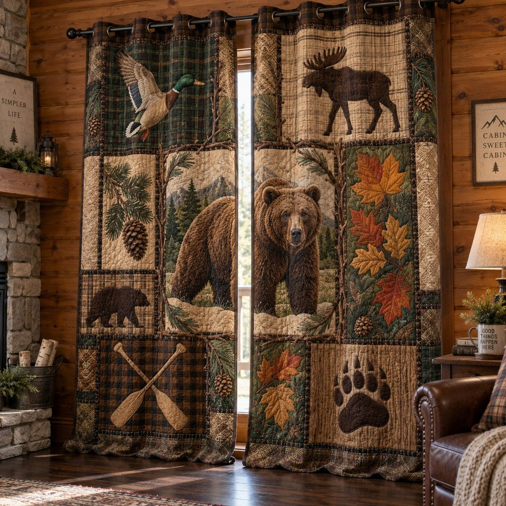 Grizzly Autumn Crossing Quilted Curtains printed door curtain
