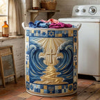Guided Waters Quilted Laundry Hamper printed laundry hamper