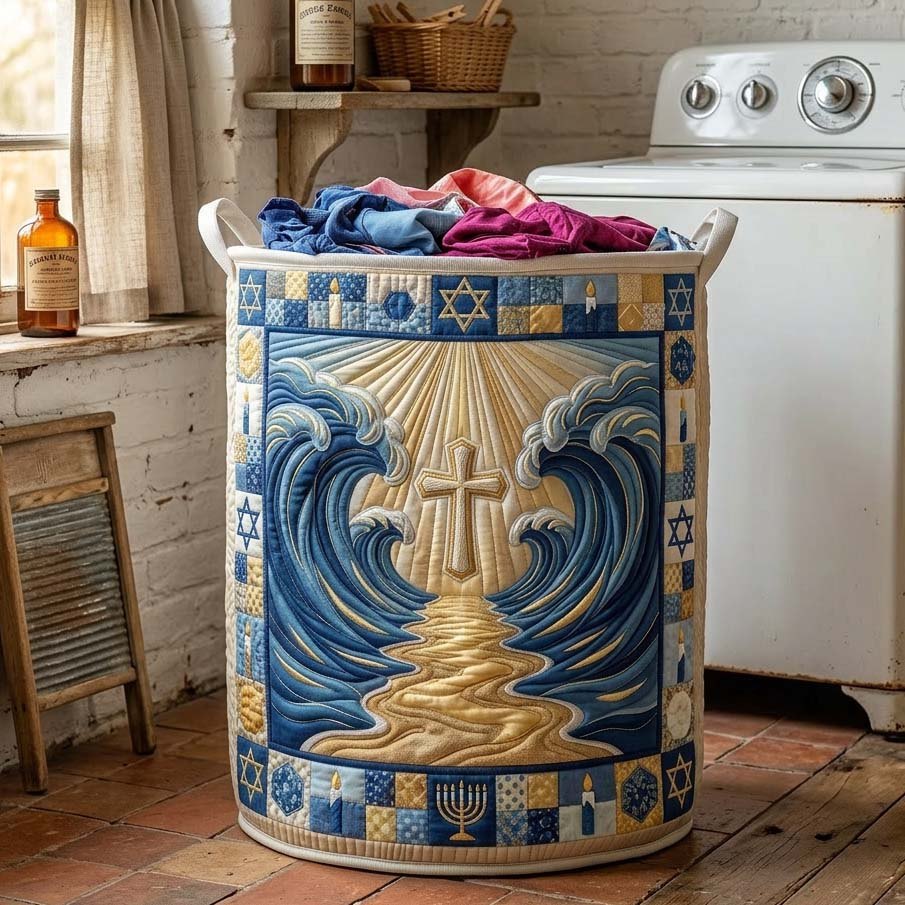 Guided Waters Quilted Laundry Hamper printed laundry hamper