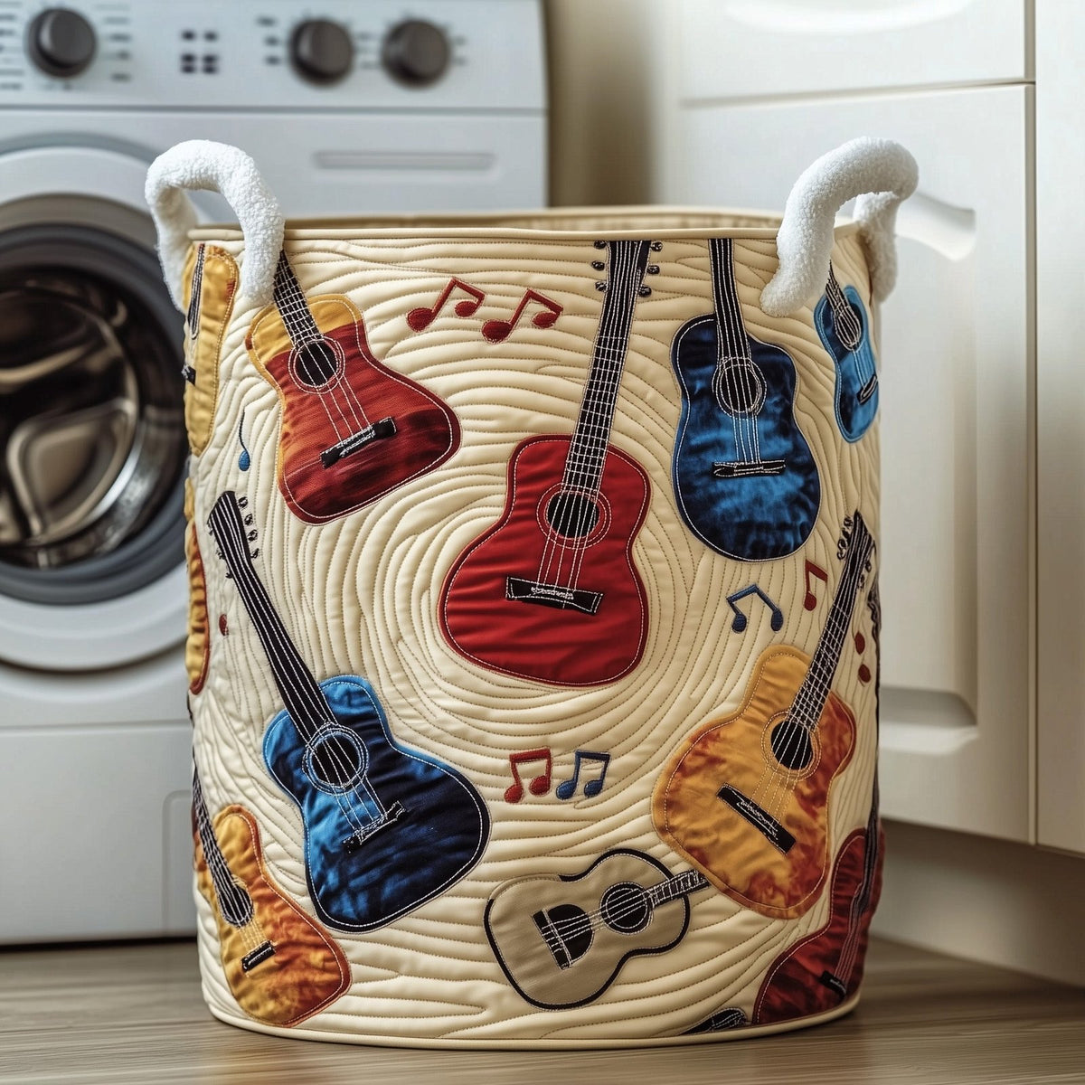 Guitar La La Quilted Laundry Hamper printed laundry hamper