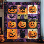 Halloween Cat Magic Quilted Blanket printed blanket