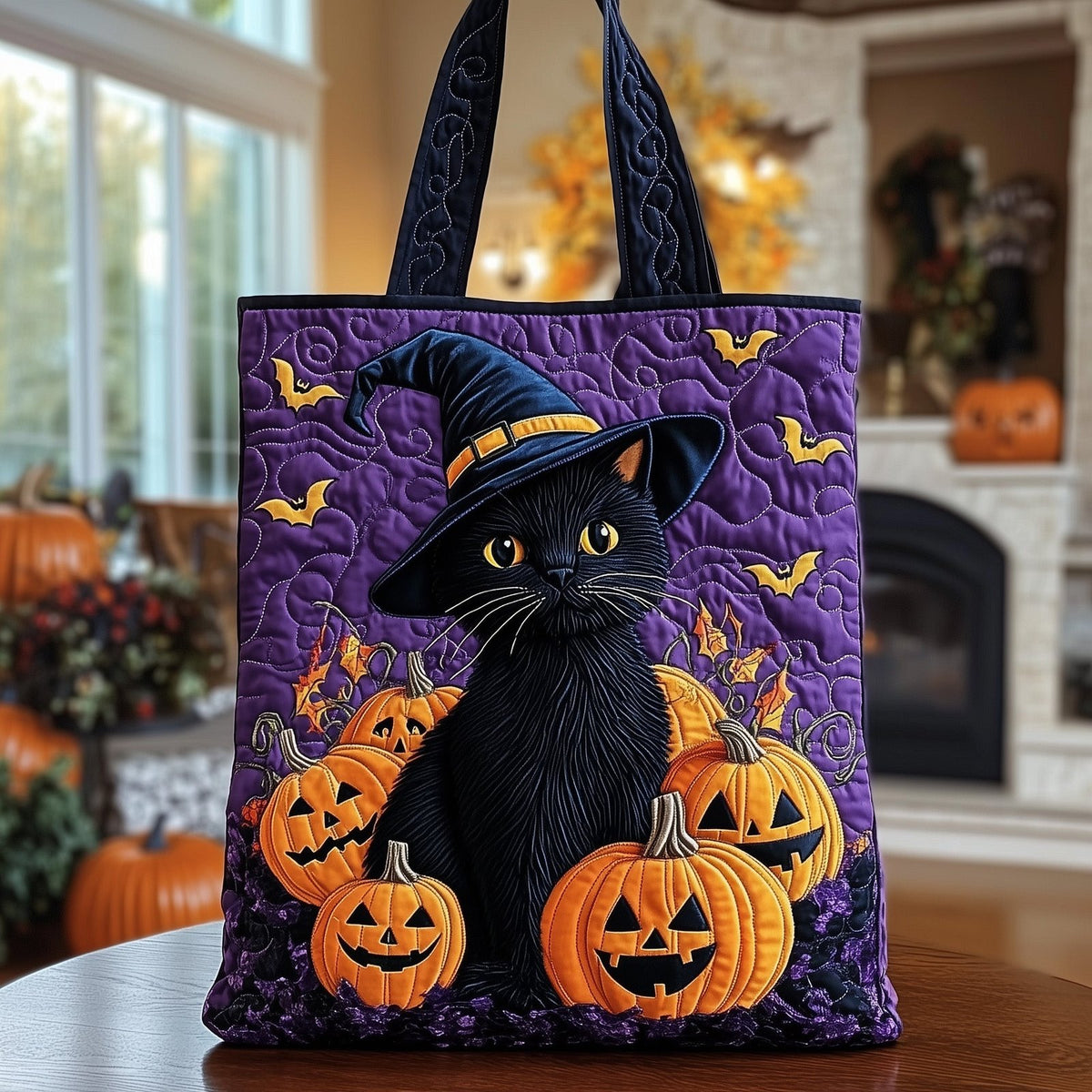 Halloween Charm Quilted Tote Bag printed tote bag