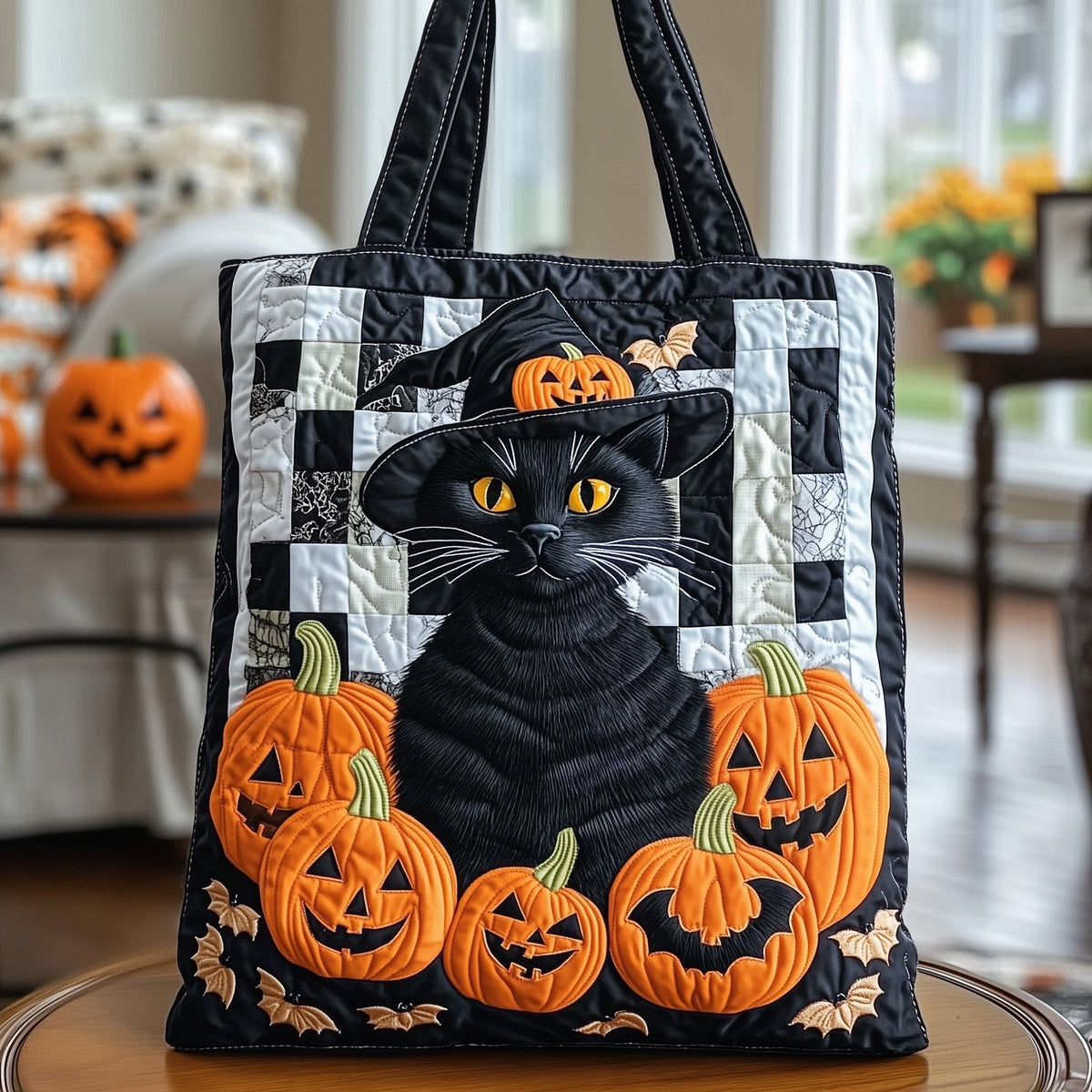 Halloween Charm Quilted Tote Bag printed tote bag